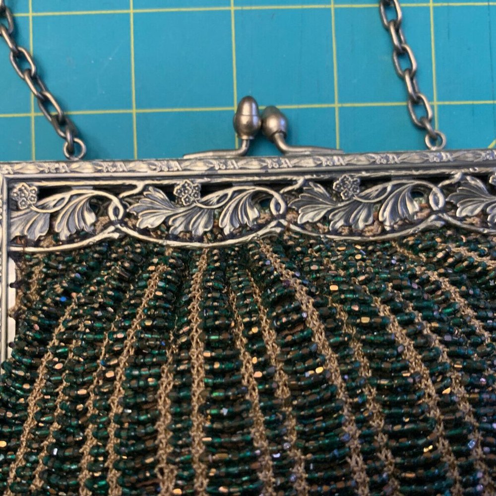 Antique Green Beaded Art Deco Bag/Purse - Picture 3 of 6